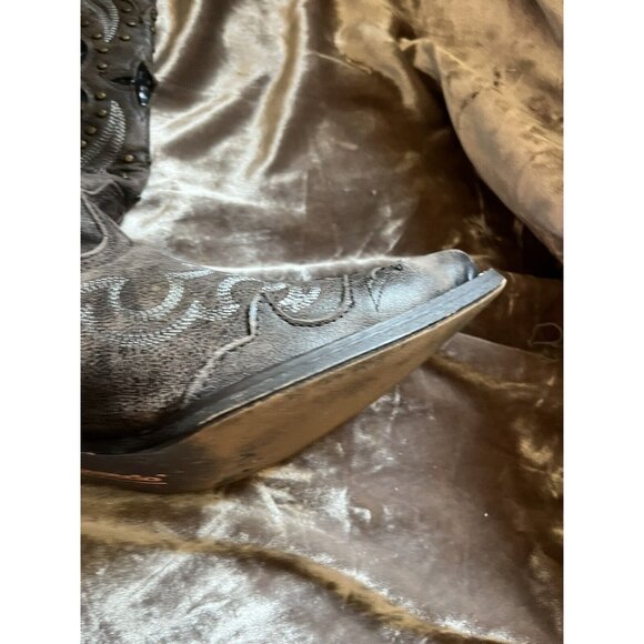 Laredo Women's Lucretia Studded Snake Inlay Western Boot - Snip Toe - 52133BRN - Picture 16 of 16